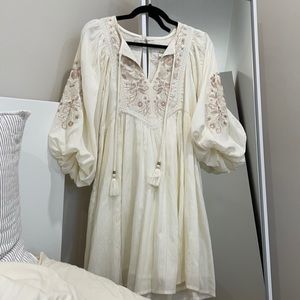 Anthropologie Embroidered White Dress